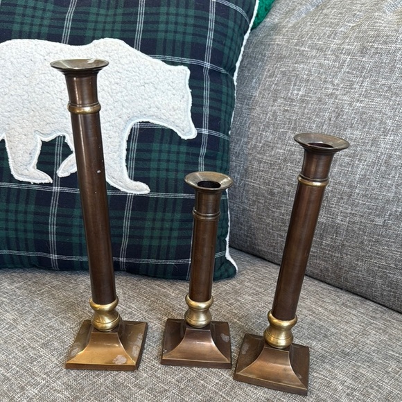 Rustic Brown and Gold Candle Accents solid brass - Picture 7 of 11